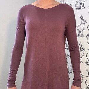 Lou & Grey French Terry Long Sleeve Tunic Sweatshirt Mauve SzS